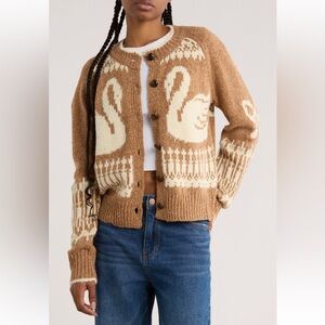 Blu Pepper Swan Jacquard Cardigan